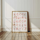 Roze Fee Alfabet ABC Poster Kinderkamer Decoratie