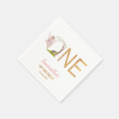 Roze Fee Bloemenbos 1e Verjaardag Servet (Hoek)