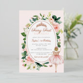 Roze Fee Eerste 1e Verjaardag Rose Goud Folie Uitnodiging (Staand Voorkant)