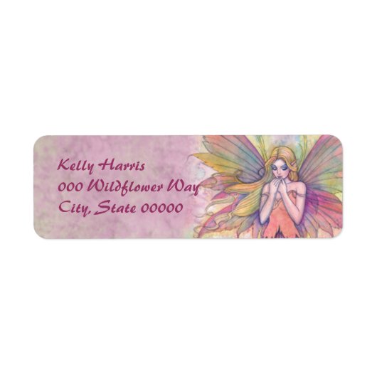 Roze Fee Fantasie Kunst Retouradreslabels Etiket (Voorkant)