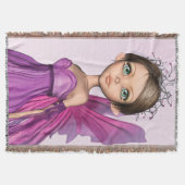 Roze Fee Grote Ogen Fantasie Portret Deken (Voorkant)