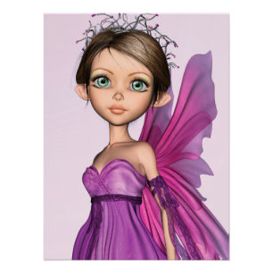 Roze Fee Grote Ogen Fantasie Portret Perfect Poster