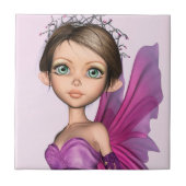Roze Fee Grote Ogen Fantasie Portret Tegeltje (Voorkant)
