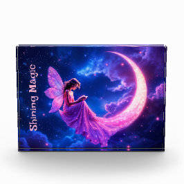 Roze fee halve maan gloed schattige magie fotoblokken