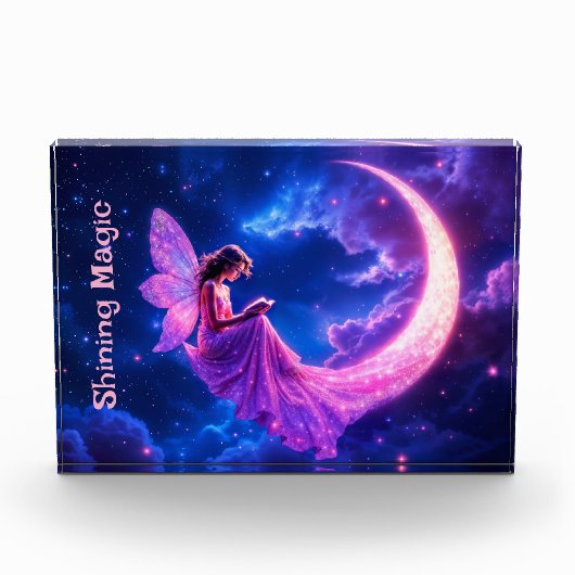 Roze fee halve maan gloed schattige magie fotoblokken (Voorkant)