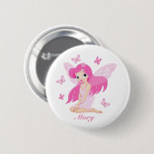 Roze Fee Illustratie Knop Ronde Button 5,7 Cm (Voorkant /achterkant)