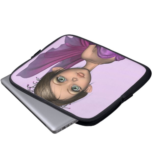 Roze Fee Laptop Sleeve (Voorkant onderkant)