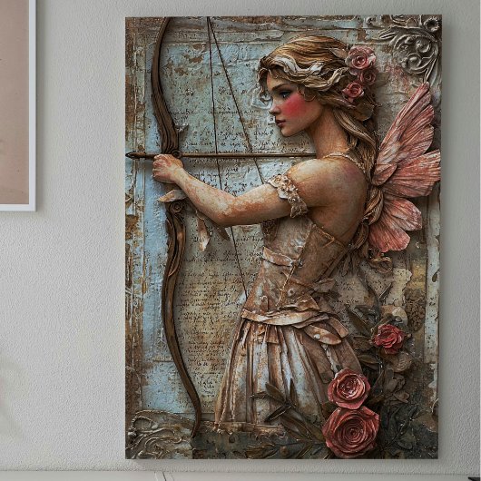 Roze fee met decoupage met pijl tissuepapier