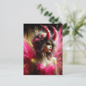 Roze fee met hoorns Donkere fantasie kunst Briefkaart (Staand voorkant)