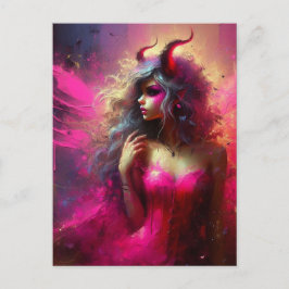 Roze fee met hoorns Fantasy Art Briefkaart