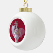 Roze Fee om Witte Oranment Keramische Bal Ornament (Rechts)