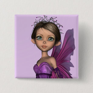 Roze Fee Vierkante Button 5,1 Cm