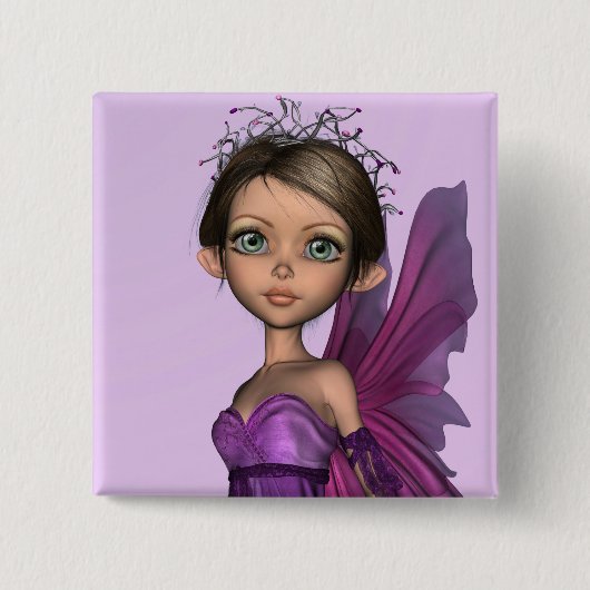 Roze Fee Vierkante Button 5,1 Cm (Voorkant)
