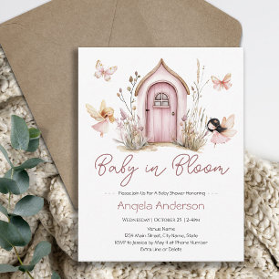 Roze Feeën Baby in Bloei Vlinder Baby Shower Kaart
