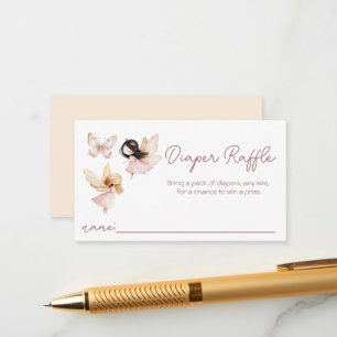 Roze feeën Baby shower Luier Raffle Informatiekaartje