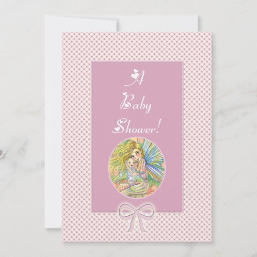 Roze feeën babyshower uitnodigingen (Voorkant)