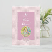 Roze feeën babyshower uitnodigingen (Staand voorkant)