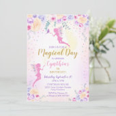 Roze Feeën Verjaardagsuitnodiging Feeën Tuin Kaart (Staand voorkant)