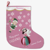 Roze Feeënprinses Dromen Grote Kerstsok (Voorkant)