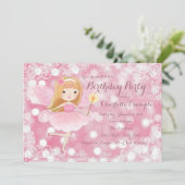 Roze feeënprinses verjaardagsfeestje voor meisjes kaart (Staand voorkant)