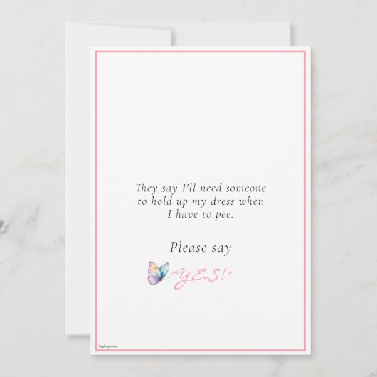 Roze Feeënschommel Wil Je Mijn Bruidsmeisje Zijn Kaart (Achterkant)