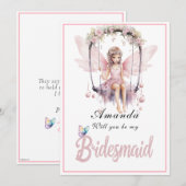 Roze Feeënschommel Wil Je Mijn Bruidsmeisje Zijn Kaart (Voorkant / Achterkant)