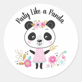 Roze Feest Als een Panda Girly Ronde Sticker