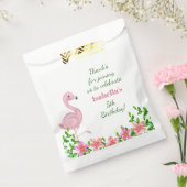 Roze feest Flamingo Girl Dank je Bedankzakje (Gezegeld)