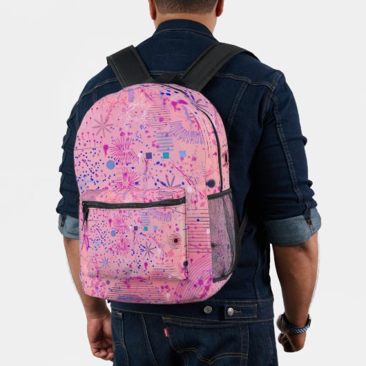 Roze Feest Maximalistische Kunst Bedrukte Rugzak (Insitu (model))