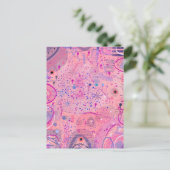 Roze feest maximalistische kunst briefkaart (Staand voorkant)