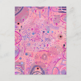 Roze feest maximalistische kunst briefkaart
