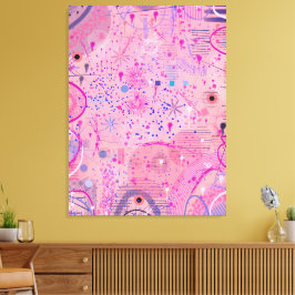 Roze feest maximalistische kunst canvas afdruk