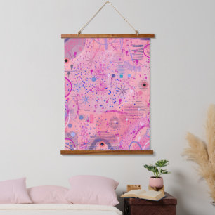 Roze feest maximalistische kunst hangend wandkleed