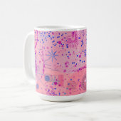 Roze feest maximalistische kunst koffiemok (Voorkant links)