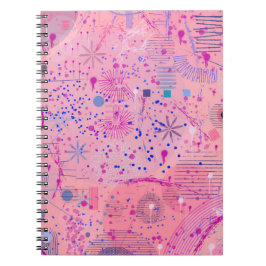 Roze feest maximalistische kunst notitieboek