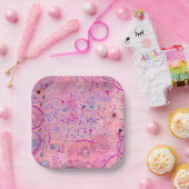 Roze feest maximalistische kunst papieren bordje (Feest)