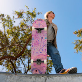 Roze feest maximalistische kunst persoonlijk skateboard