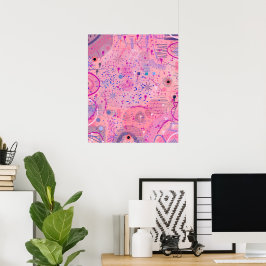 Roze feest maximalistische kunst poster