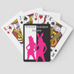 Roze feest Meisje silhouet Pokerkaarten