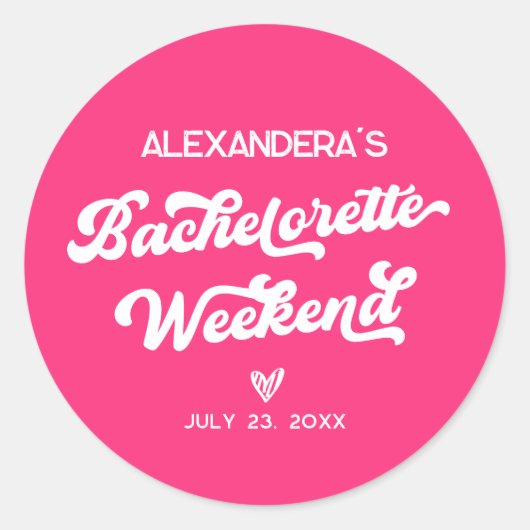 Roze feestartikel voor vrijgezellenfeest dames ronde sticker (Voorkant)
