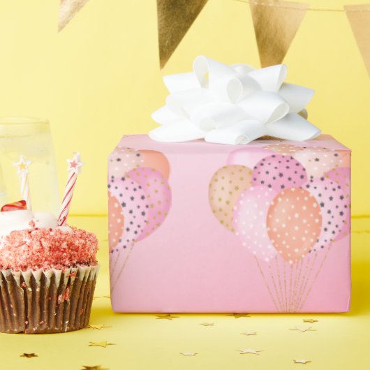 Roze Feestballonnen Cadeaupapier (Verjaardagsfeest)
