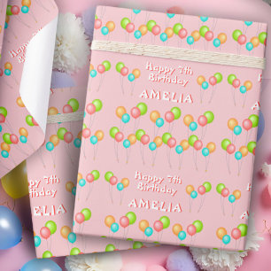 Roze feestballonnen Kind Verjaardag Cadeaupapier