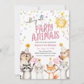 Roze feestbeesten in de Petten Verjaardag Kaart (Voorkant)