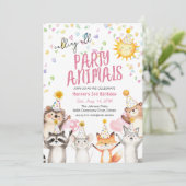 Roze feestbeesten in de Petten Verjaardag Kaart (Staand voorkant)