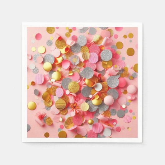 Roze feestconfetti! servet (Voorkant)