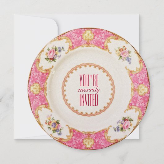Roze  feestdag Engelse theaterpartij uitnodiging (Voorkant)