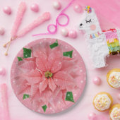 Roze feestdag in Poinsettia Papieren Bordje (Feest)