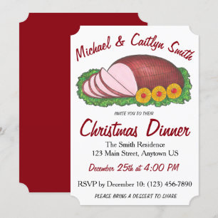 Roze feestdag Kerstmis Paasfeest Dinner Party Kaart