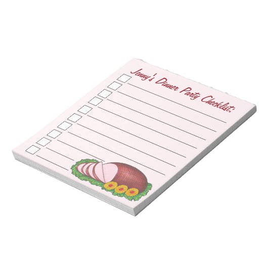 Roze feestdag Kerstmis Paasfeest Dinner Party Notitieblok (Linkerzijde)