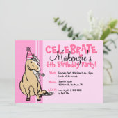 Roze feestdag Pony meisjes Kaart (Staand voorkant)